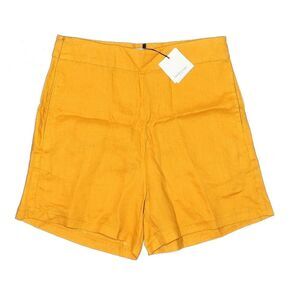 NEW LANHTROPY 100% Linen Lux High Rise Banana Yellow Classic Summer Shorts XL